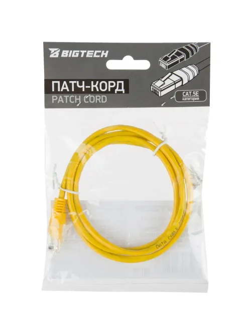 Патч-корд BigTech OPCC020 UTP CCA кат.5e/1м/литой/многожильный (желтый)