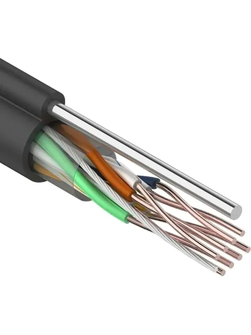 Кабель REXANT (01-0046)U/UTP,CAT5e,PE,4PR,24AWG,OUTDOOR,SOLID,с тросом,305м