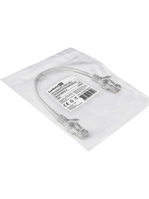 Патч-корд ExeGate UTP-RJ45-RJ45-5e-0,3M-LSZH-GY, cat.5e, 0.3м <EX286375RUS