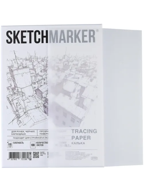 Калька Sketchmarker 110г А4 21х29,7см 100л/уп, в коробке SM17120