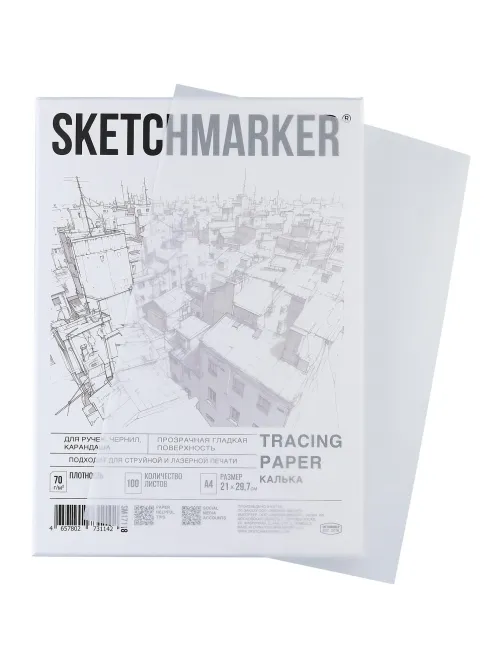 Калька Sketchmarker 70г А4 21х29,7см 100л/уп, в коробке SM17118