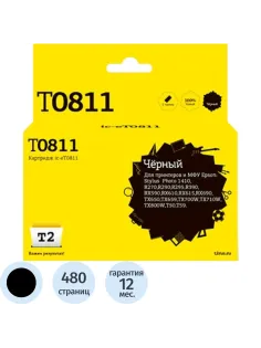 Картридж струйный T2 T0811 (IC-ET0811) чер.для Epson R270R/R390/RX690/TX700
