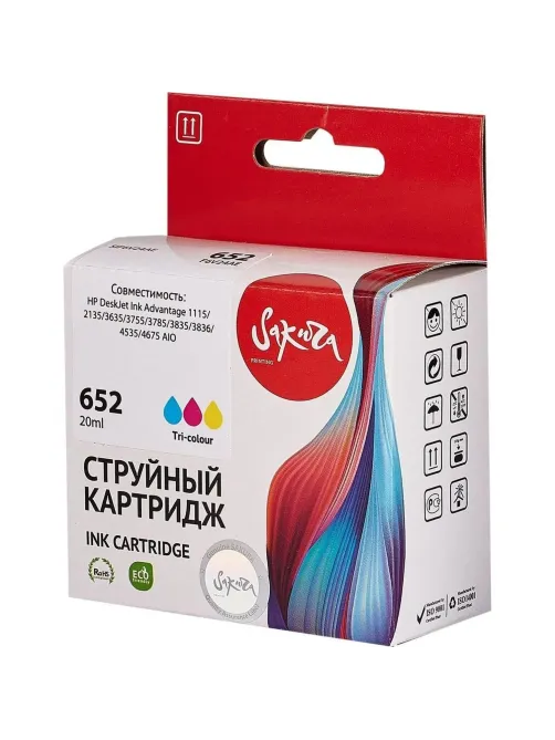 Картридж струйный Sakura №652 (F6V24AE) цв.для HP 2135/3635/4535/5075/5275