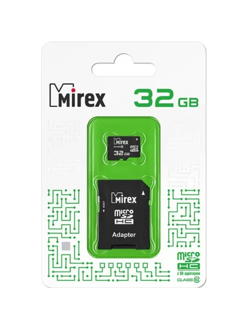 Карта памяти Mirex microSDHC с адаптером 32Gb (class 10) (13613-AD10SD32)