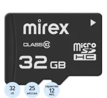 Карта памяти Mirex microSDHC 32Gb (class 10), шт (13612-MC10SD32)