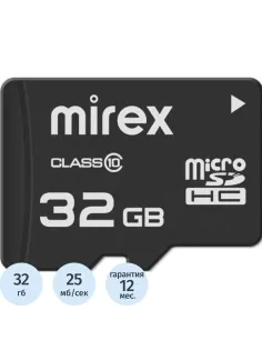 Карта памяти Mirex microSDHC 32Gb (class 10), шт (13612-MC10SD32)