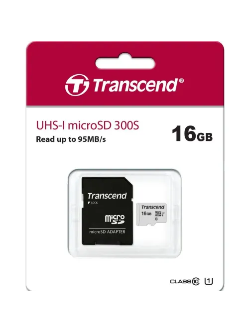 Карта памяти Transcend 300S microSDHC 16Gb UHS-I Cl10 +ад, TS16GUSD300S-A