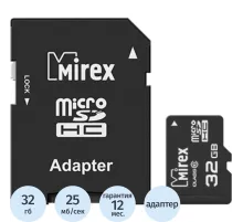 Карта памяти Mirex microSDHC с адаптером 32Gb (class 10) (13613-AD10SD32)