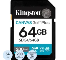 Карта памяти SDXC Kingston Canvas Go Plus G4 64G, G4 200R V30 SDG4/64GB