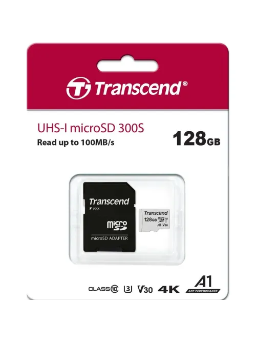 Карта памяти Transcend 300S microSDXC 128Gb UHS-I Cl10 +ад, TS128GUSD300S-A
