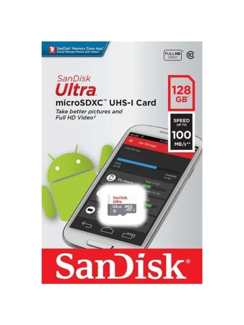 Карта памяти SanDisk Ultra microSDXC UHS-I Cl10, SDSQUNR-128G-GN6MN