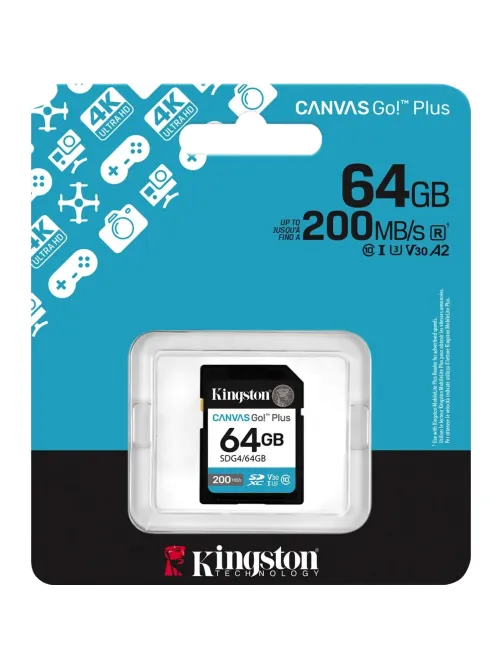 Карта памяти SDXC Kingston Canvas Go Plus G4 64G, G4 200R V30 SDG4/64GB