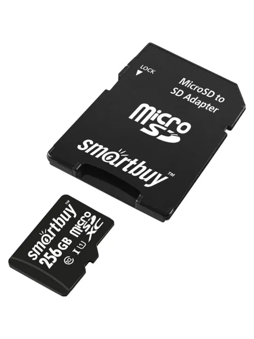 Карта памяти SmartBuy microSDXC 256Gb UHS-I Cl10 +ад, SB256GBSDCL10-01