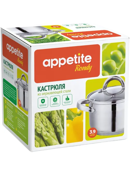 Кастрюля нерж Rondy 3,9л , D=21,5cм, SH07393
