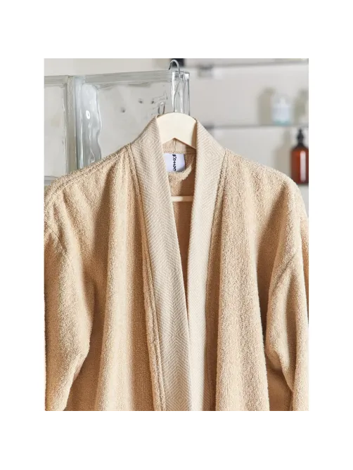 Халат Махровый Мужской Комус DELRAY Кимоно бежевый, L-XL,300 гр/м2