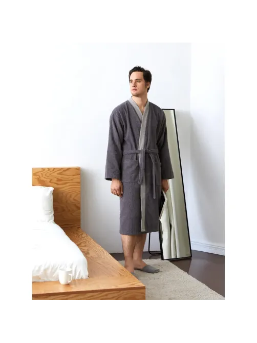 Халат Махровый Мужской Комус DELRAY Кимоно антрацит, L-XL, 300 гр/м2