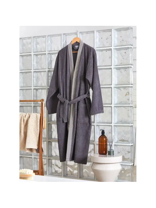 Халат Махровый Мужской Комус DELRAY Кимоно антрацит, L-XL, 300 гр/м2