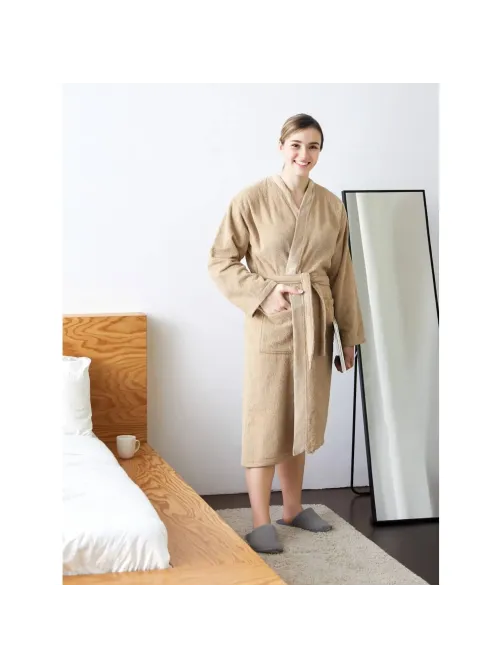 Халат Махровый Мужской Комус DELRAY Кимоно бежевый, XXL,300 гр/м2