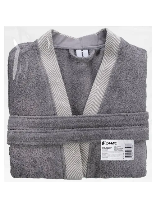 Халат Махровый Мужской Комус DELRAY Кимоно антрацит, L-XL, 300 гр/м2