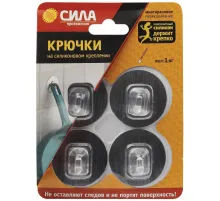 Крючок на сил.крепл.,СЕРЕБРО,до1кг,4шт.SH5R4S24 SH5-R4S-24