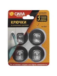 Крючок на сил.крепл.,СЕРЕБРО,до1кг,4шт.SH5R4S24 SH5-R4S-24