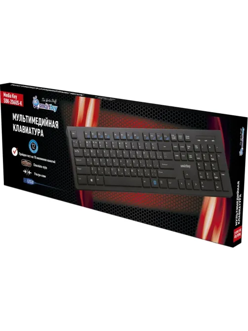 Клавиатура Smartbuy Slim 206 провод мультимедийная USB чер (SBK-206US-K)/20