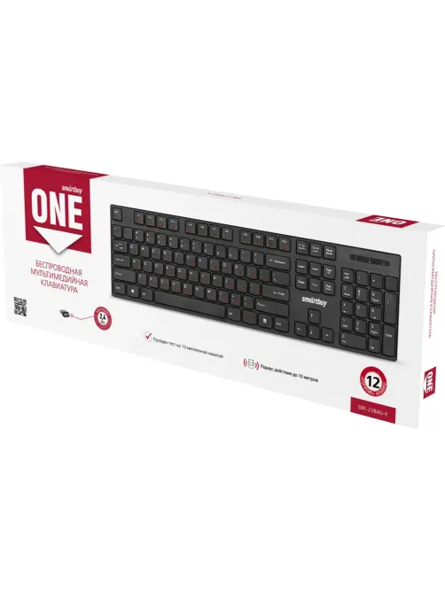 Клавиатура Smartbuy ONE 238 WLS мультимедийная черная (SBK-238AG-K)