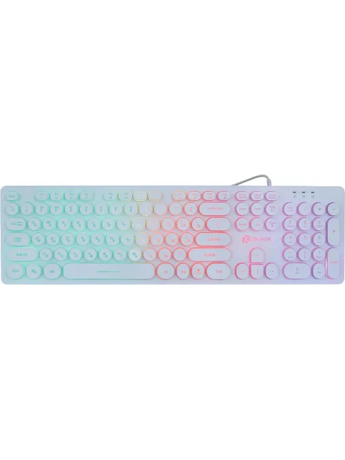 Клавиатура Oklick 420MRL белый USB slim Multimedia LED (1091227)