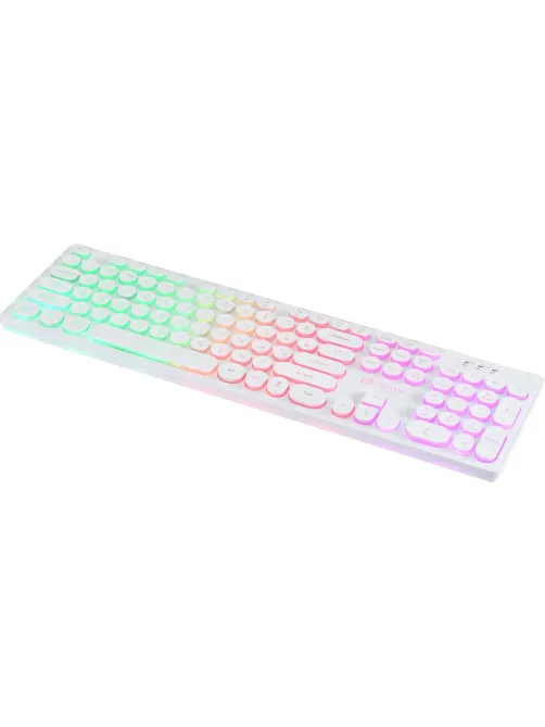 Клавиатура Oklick 420MRL белый USB slim Multimedia LED (1091227)