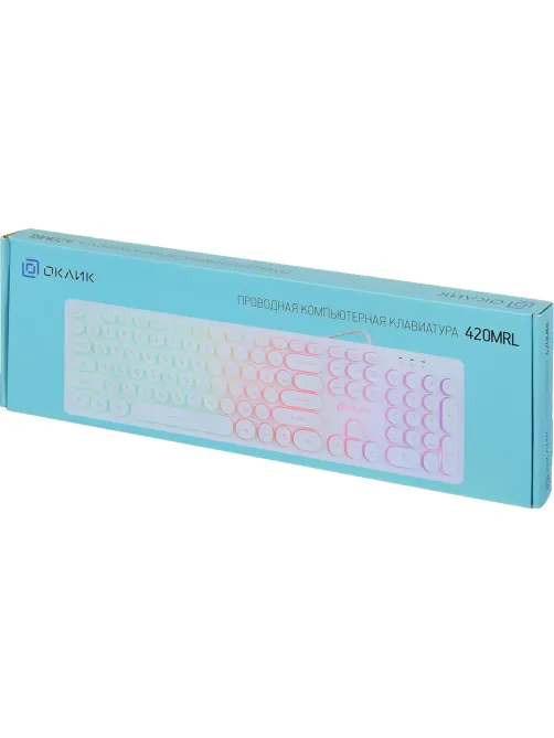 Клавиатура Oklick 420MRL белый USB slim Multimedia LED (1091227)