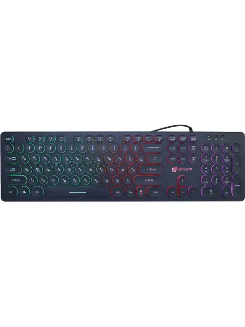 Клавиатура Oklick 420MRL черный USB slim Multimedia LED (1091226)