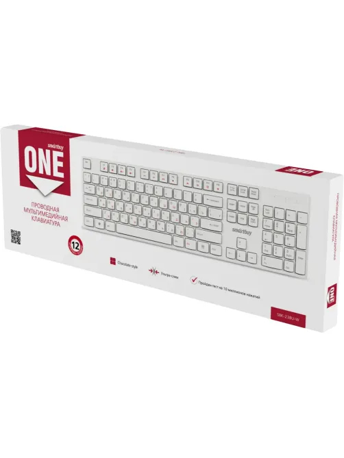 Клавиатура Smartbuy ONE 238 проводная мультимедийная USB белая (SBK-238U-W)