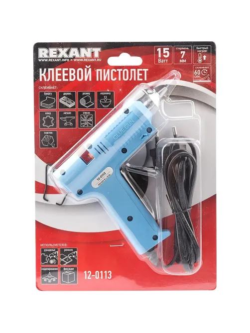 Пистолет клеевой 15 Вт 7 мм малый  REXANT (12-0113)