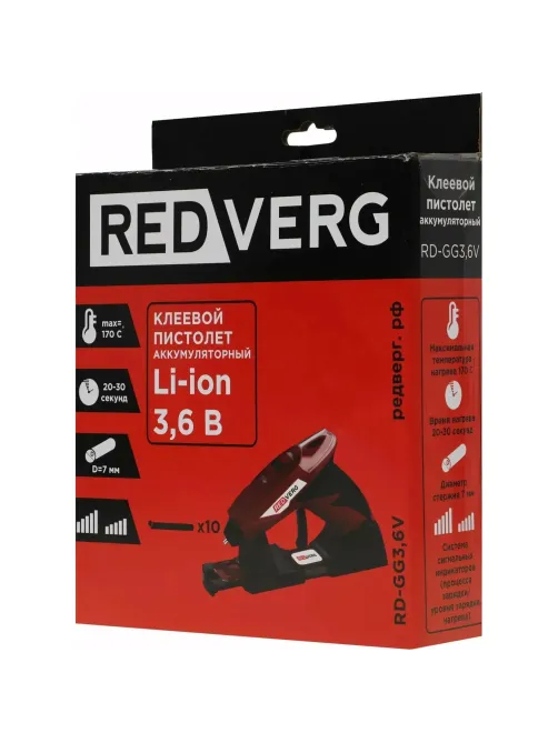 Пистолет клеевой аккумуляторный REDVERG RD-GG3,6V, d7мм, 1.5Ач (6632719)