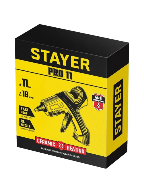 Пистолет клеевой STAYER PRO 11, 70Вт, 11мм, 18 г/мин (0681-20)