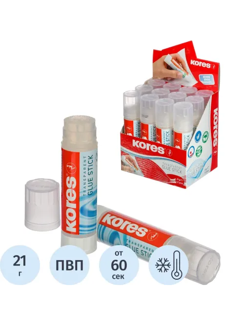 Клей-карандаш KORES 21г прозрачный