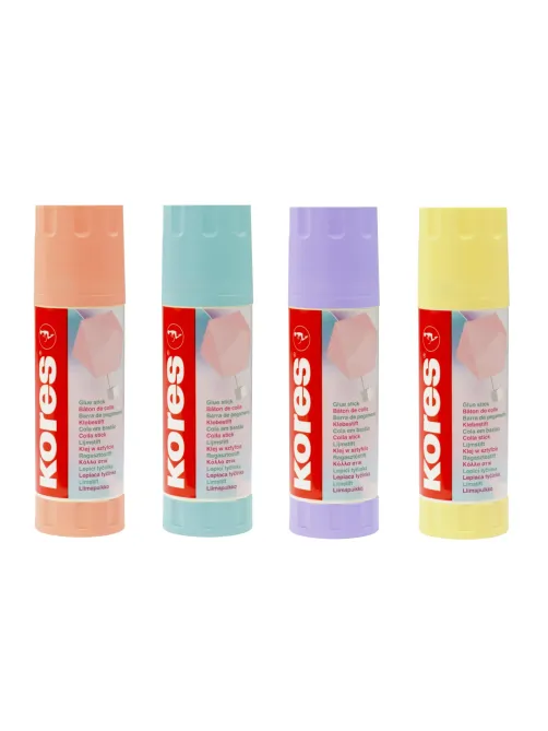 Клей-карандаш 40г Kores Pastel ассорти:розовый, желтый, фиолетовый ,мятный