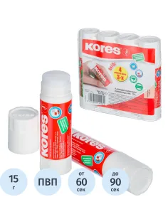 Клей-карандаш 15г KORES (4 по цене 3) 14503/14500