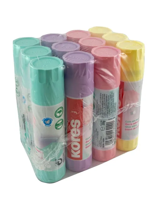 Клей-карандаш 20г Kores Pastel ассорти:розовый, желтый, фиолетовый ,мятный