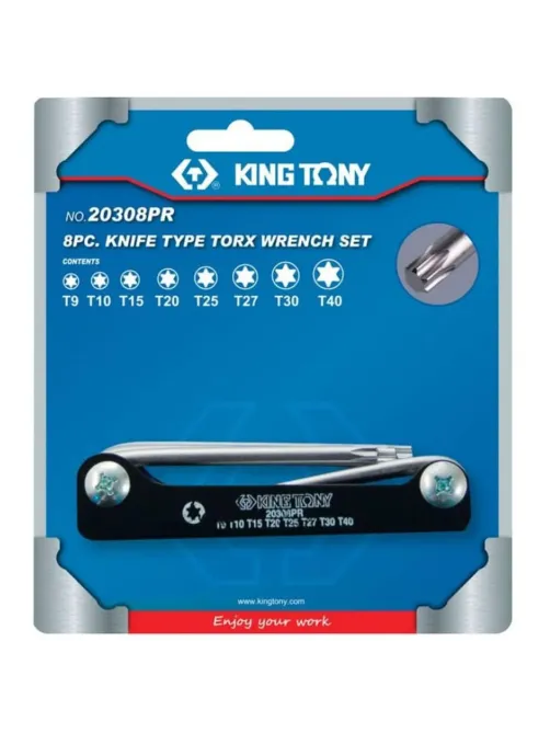 Набор ключей Г-образных Torx, T9-T40, складные, 8 предметов KING TONY