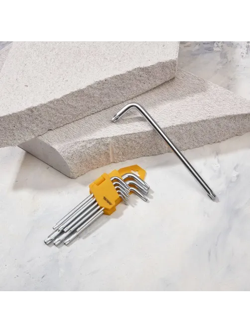 Набор ключей имбус.Tamper-Torx KRANZ 9шт ТТ10-50 закал. удл ник. KR-12-5221