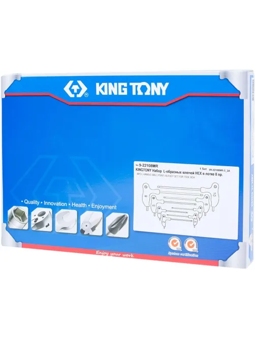 Набор ключей L-образных  Hex, ложемент, 8 предметов KING TONY9-22108MR