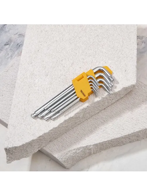 Набор ключей имбус.Tamper-Torx KRANZ 9шт ТТ10-50 закал. удл ник. KR-12-5221