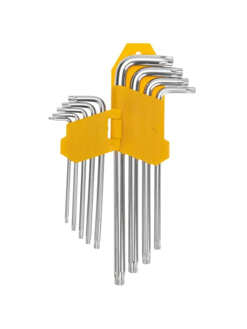 Набор ключей имбус.Tamper-Torx KRANZ 9шт ТТ10-50 закал. удл ник. KR-12-5221