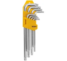 Набор ключей имбус.Tamper-Torx KRANZ 9шт ТТ10-50 закал. удл ник. KR-12-5221