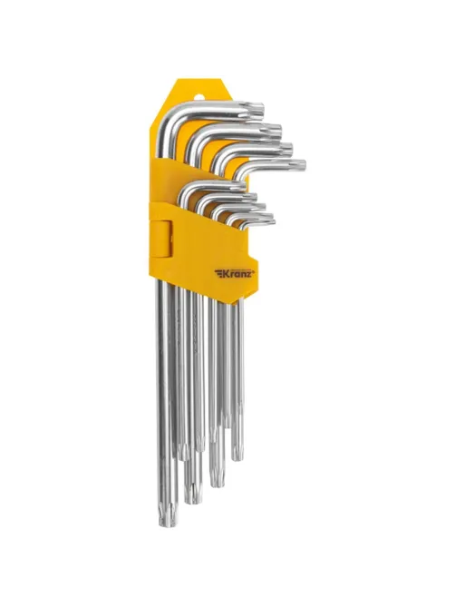 Набор ключей имбус.Tamper-Torx KRANZ 9шт ТТ10-50 закал. удл ник. KR-12-5221