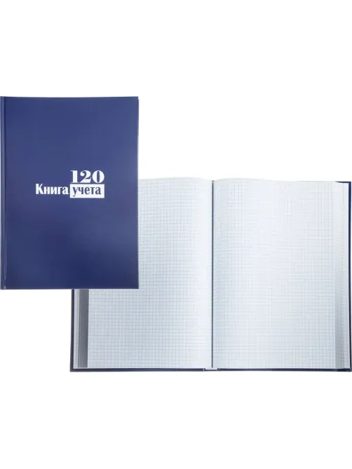 Книга учета -120л. в клетку офсет, обл. бумвинил