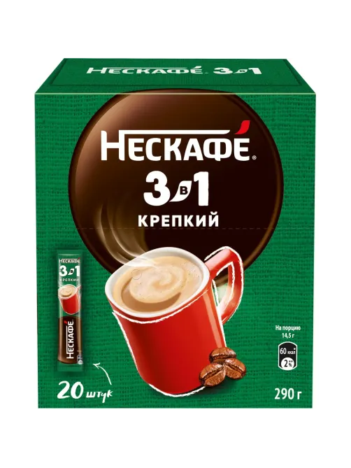 Кофе Nescafe 3 в 1 крепкий раств., шоу-бокс, 20штx14,5г