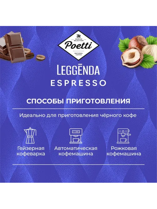 Кофе Poetti Leggenda Espresso в зернах, 1кг