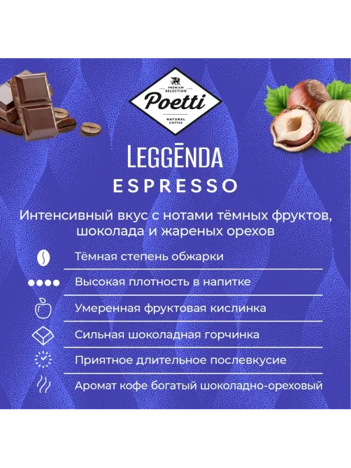 Кофе Poetti Leggenda Espresso в зернах, 1кг